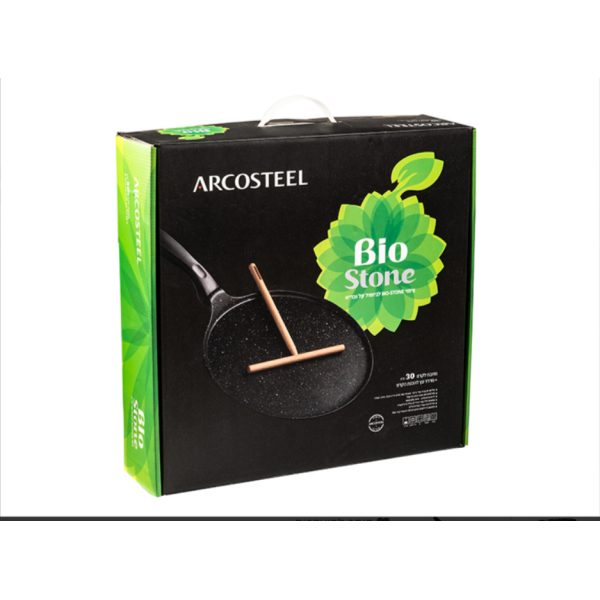 מחבת לקרפ + מקל עץ מסדרת ביו סטון מבית Arcosteel, אוקטו סטייל